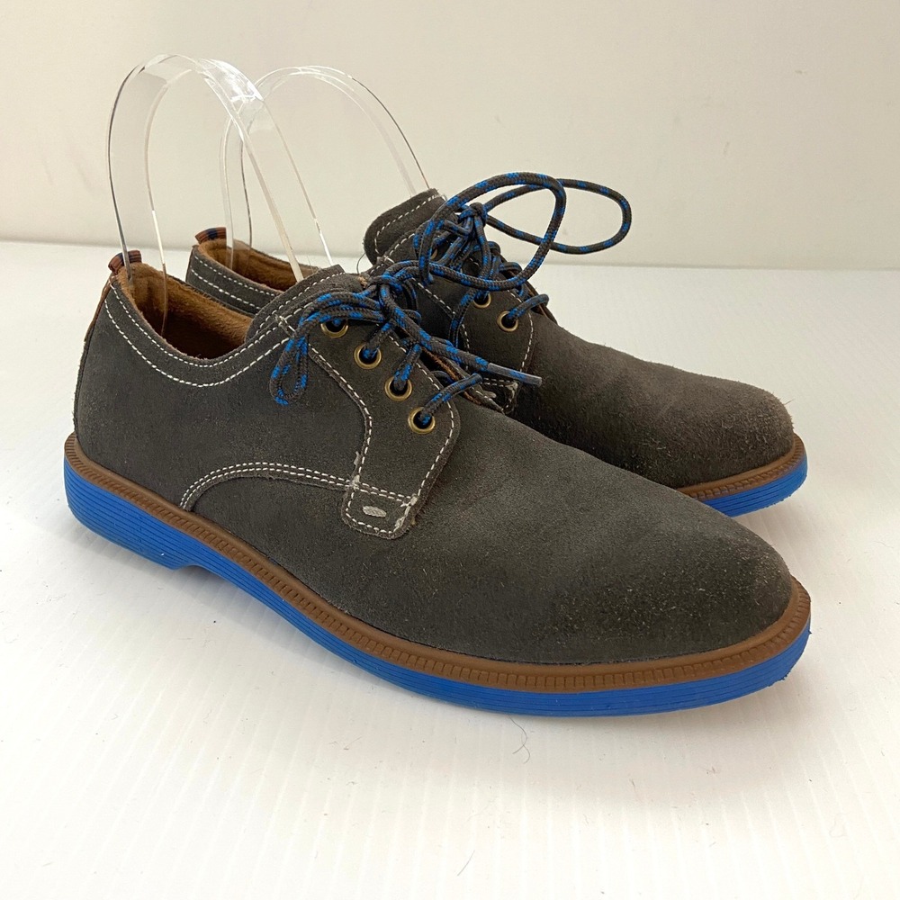 Florsheim Gray Suede Leather Lace Up Plain Toe‎ Oxford Shoes Blue Soles Boys 3M